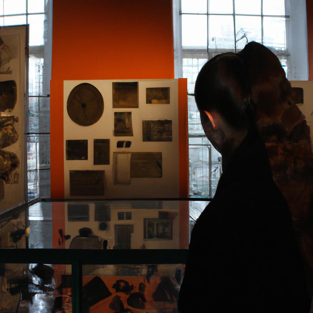 Person exploring local museum exhibits