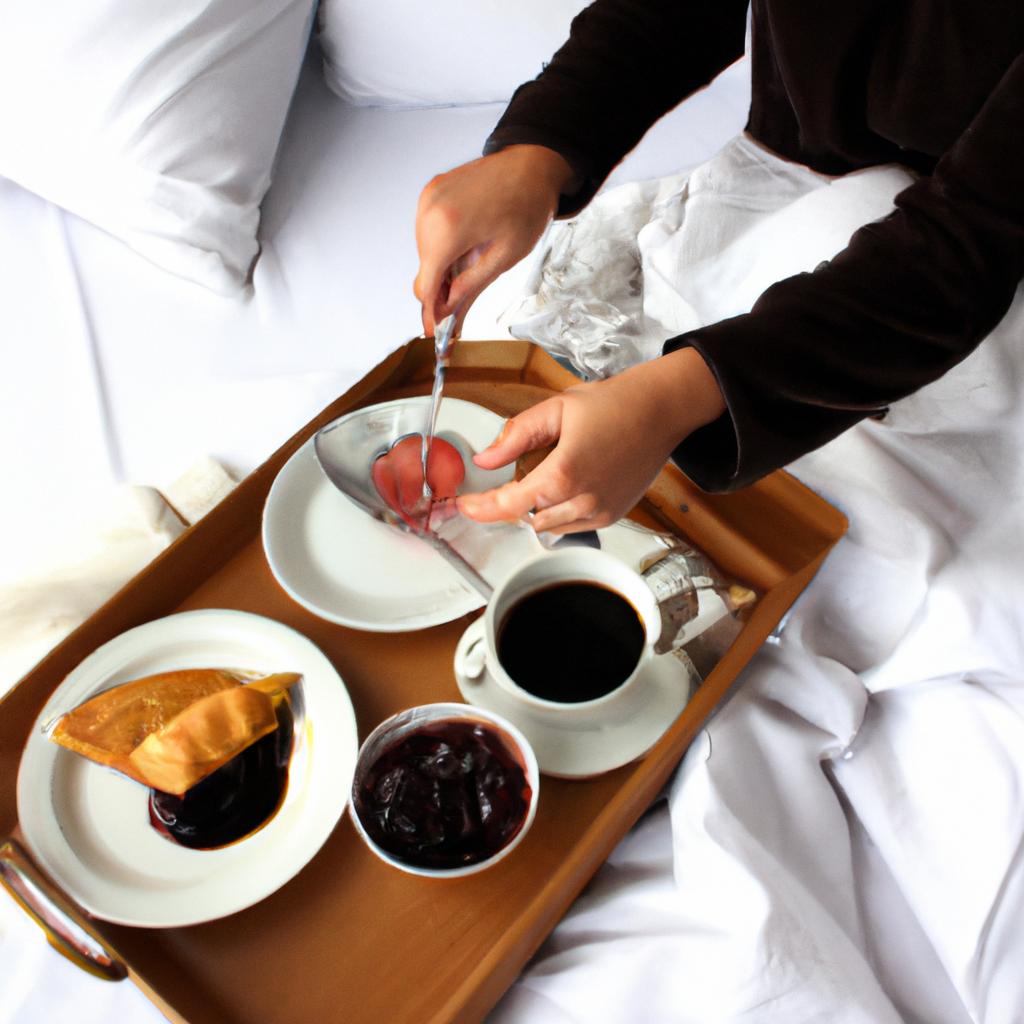 Person serving breakfast in bed