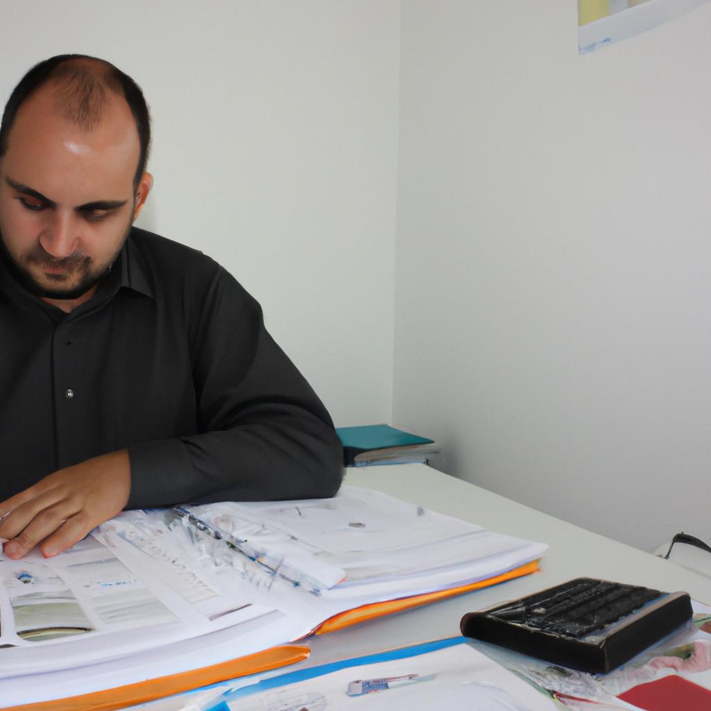 Person managing financial documents calmly
